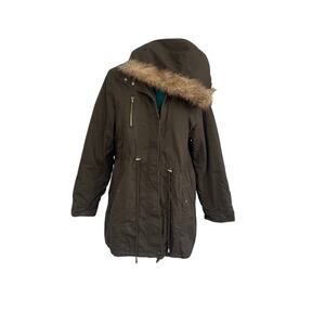 City Chic Olive Green Hooded Parka, Size 18